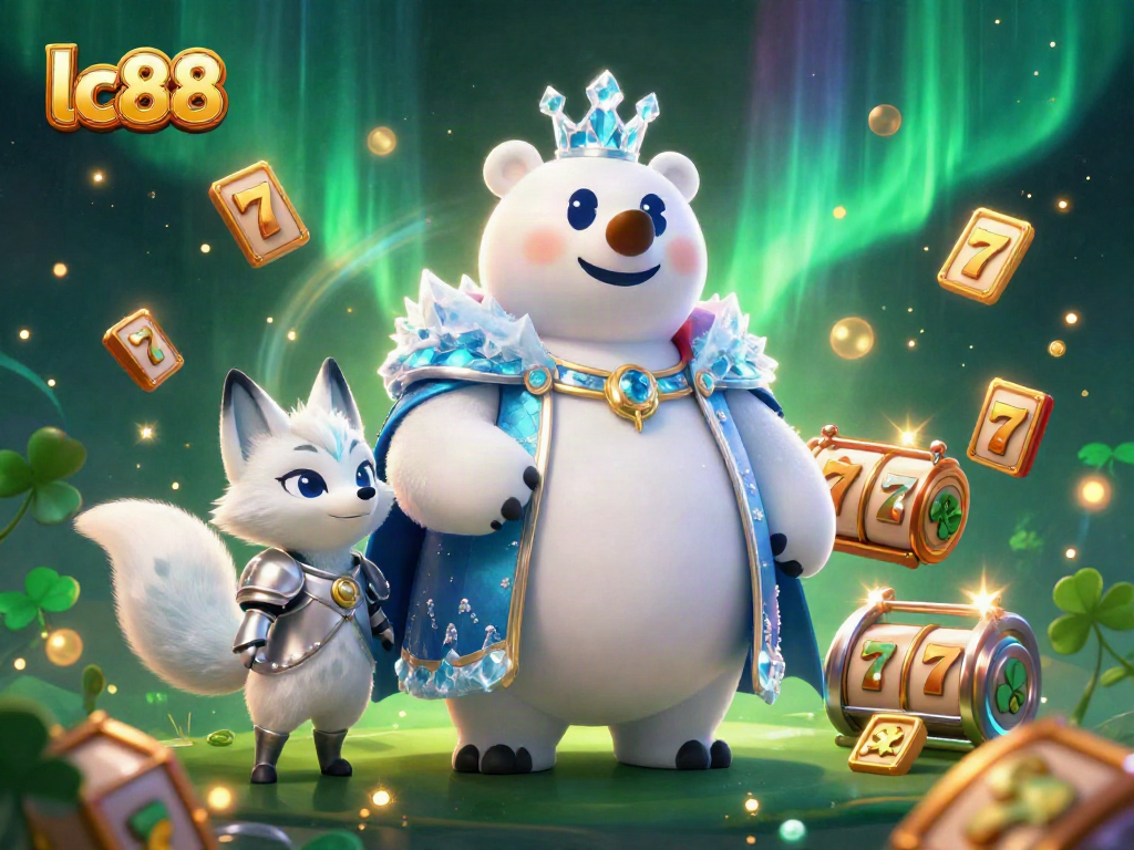 Join the thrill at lc88 with 3D casino excitement illustrated by a polar bear and snow fox
