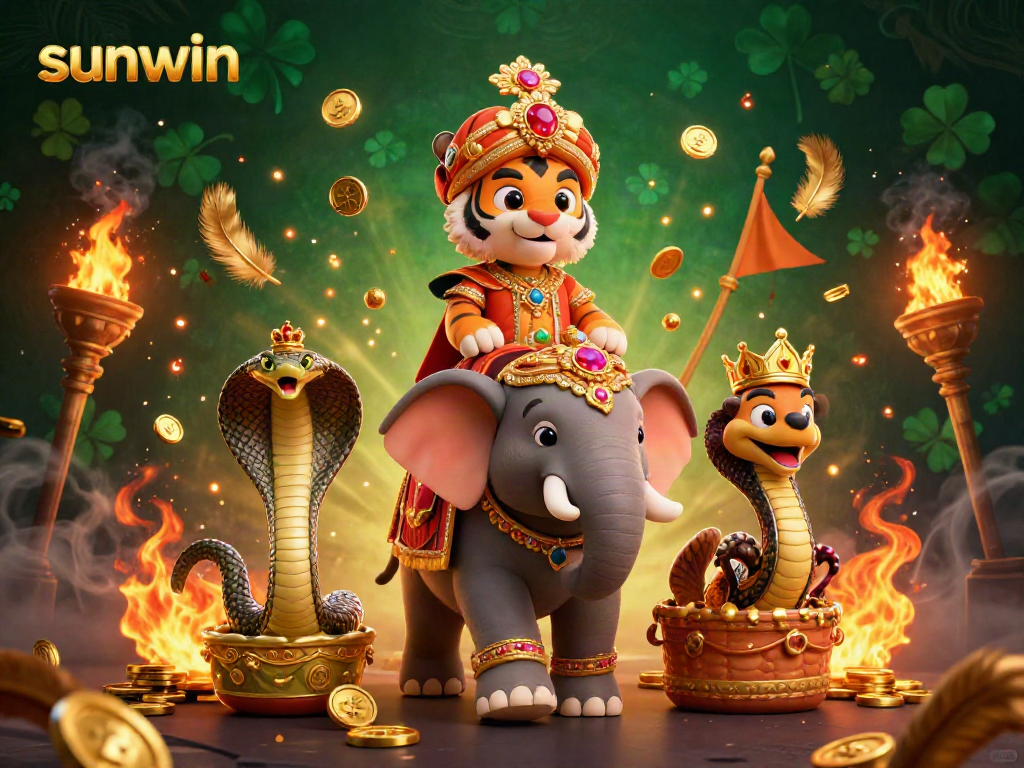 Experience the thrill of betting with sunwin in this vibrant casino scene featuring intricate 3D characters and rich details.