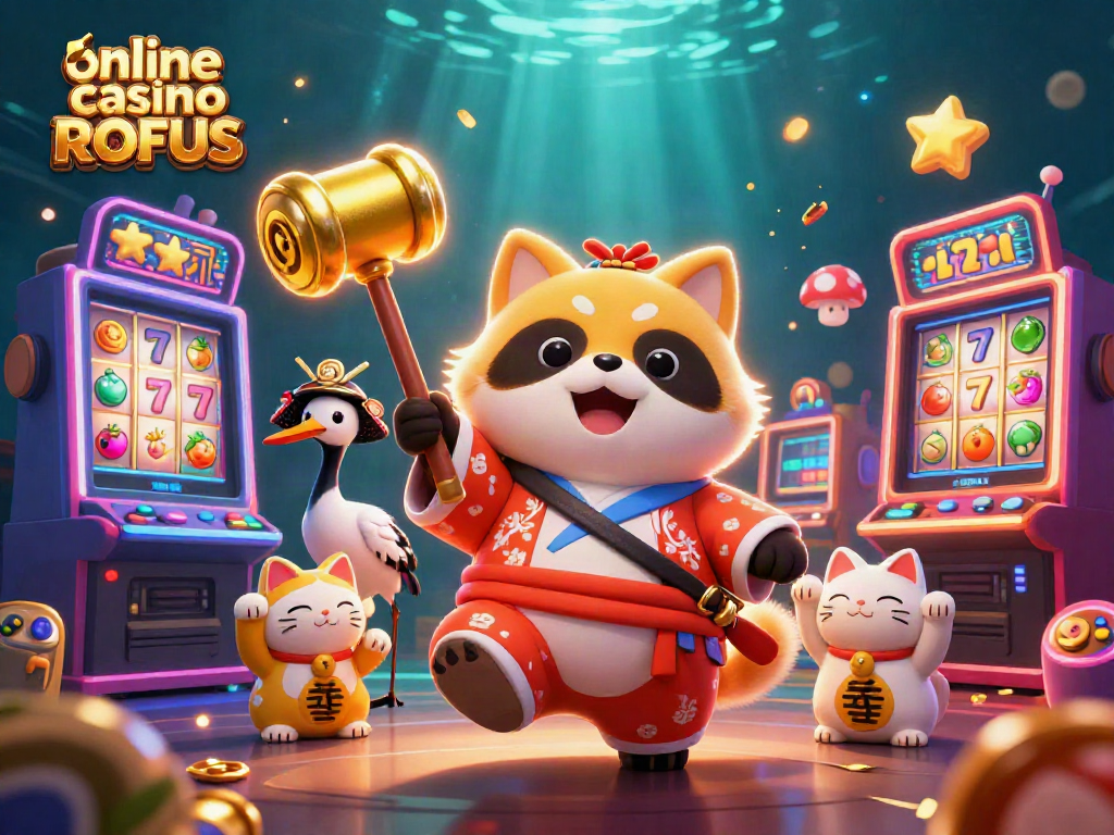 Experience excitement at online casino uden ROFUS with vibrant slot machines and cheerful characters in 3D art