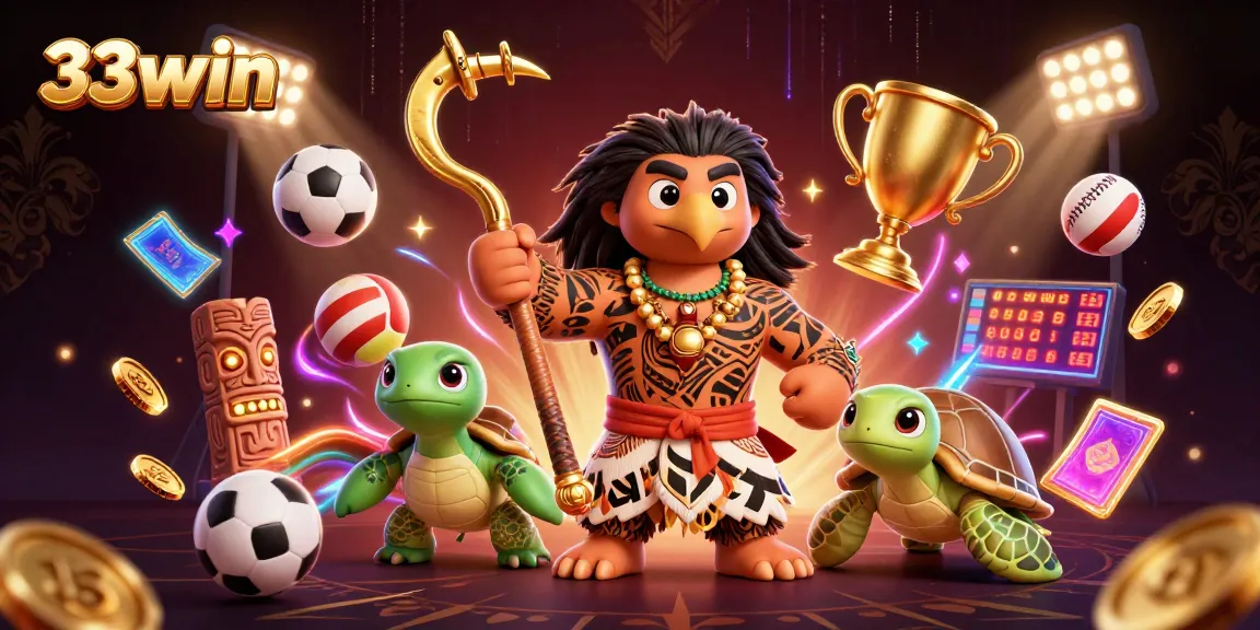 Bet on winning strategies at 33win with an exciting 3D casino scene featuring sports elements.